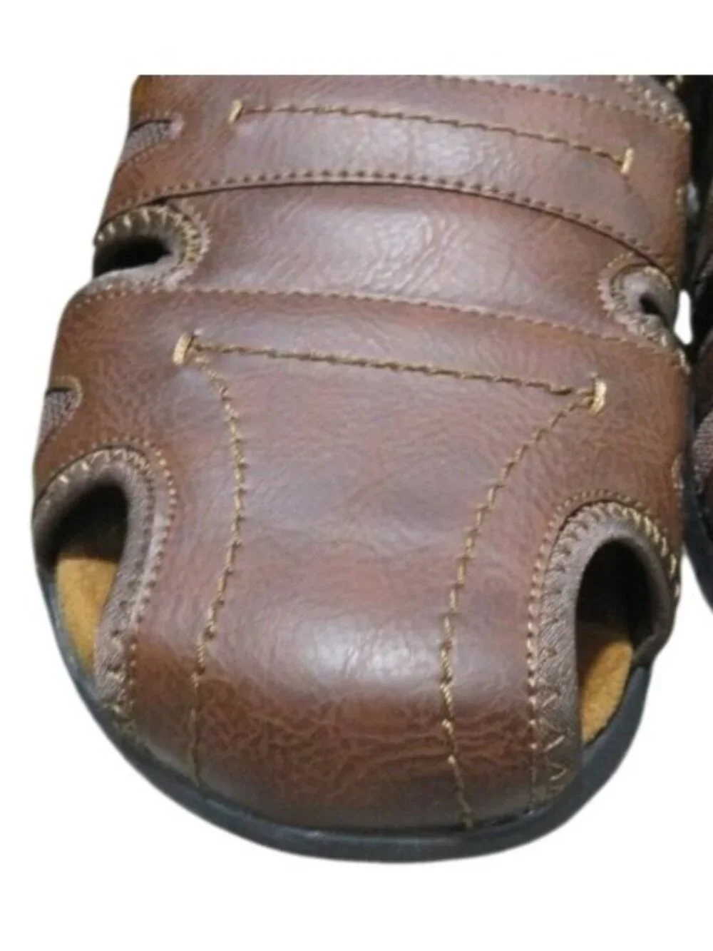 Nunn Bush Brown Leather Rio Grande Fisherman Toe Velcro closure Sandals Sz 13 M